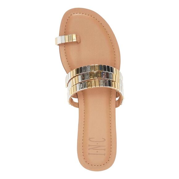INC Womens Gold Toe-Loop Jaylee Round Toe Block Heel Slip On Slide Sandals 6.5 M - Picture 3 of 4